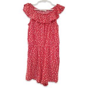 H&M 6-7Y Girls Red Pocket Shorts Romper Ruffled